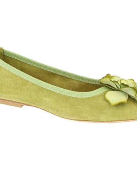 Zelené balerínky Leonardo Shoes
