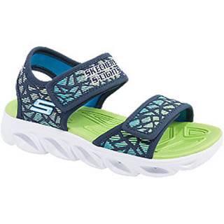 Modro-zelené sandále na suchý zips so svetielkom Skechers