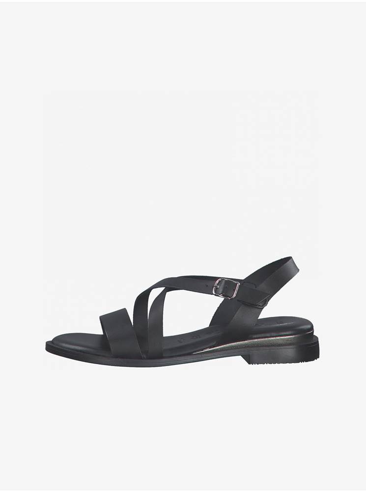 Tamaris Čierne kožené sandále